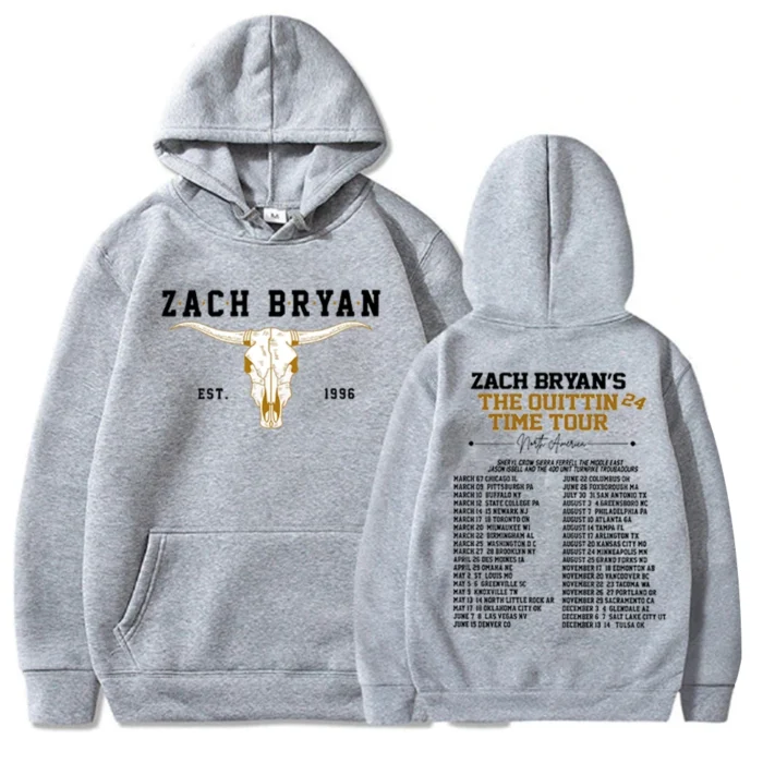 Bull skull The Quittin Time Tour 2024 Hoodie